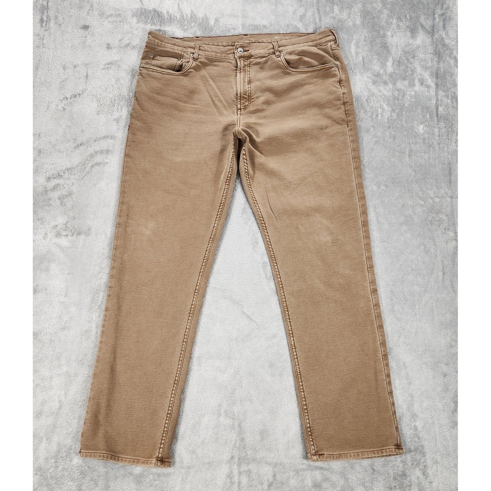 Faherty Jeans Mens 38x32 Beige Huckberry Slim Straight Stretch 5 Pocket Pants